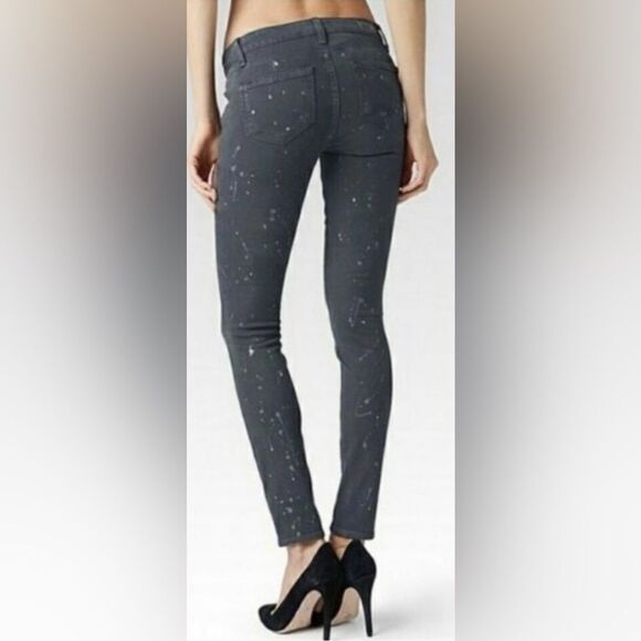 PAIGE Edgemont Grey Zip Paint Splatter Skinny Jeans Size 28 - Picture 2 of 10